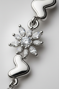 Premium 925 Sterling Silver Heart & Floral CZ Bracelet for Women | Elegant Adjustable Luxury Bracelet