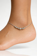 Celestial Halo Beaded Silver Anklet – A Luminous Orbit of Everyday Elegance