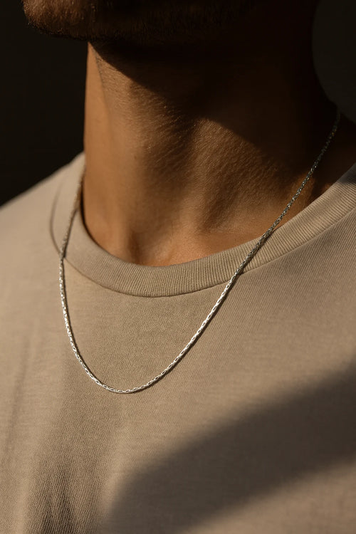 Men’s Premium Silver Chain – Minimal Design, Hypoallergenic & Long-Lasting Shine
