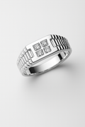 Equinox Grid Diamond Rings in Sculpted Sterling Silver Chronicle