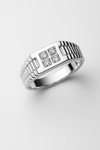Equinox Grid Diamond Rings in Sculpted Sterling Silver Chronicle