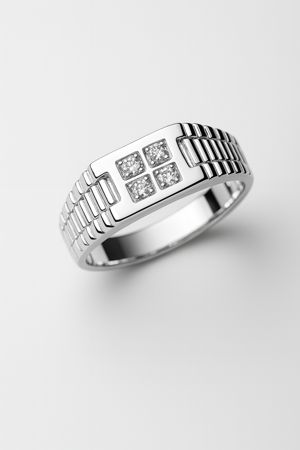 Equinox Grid Diamond Rings in Sculpted Sterling Silver Chronicle