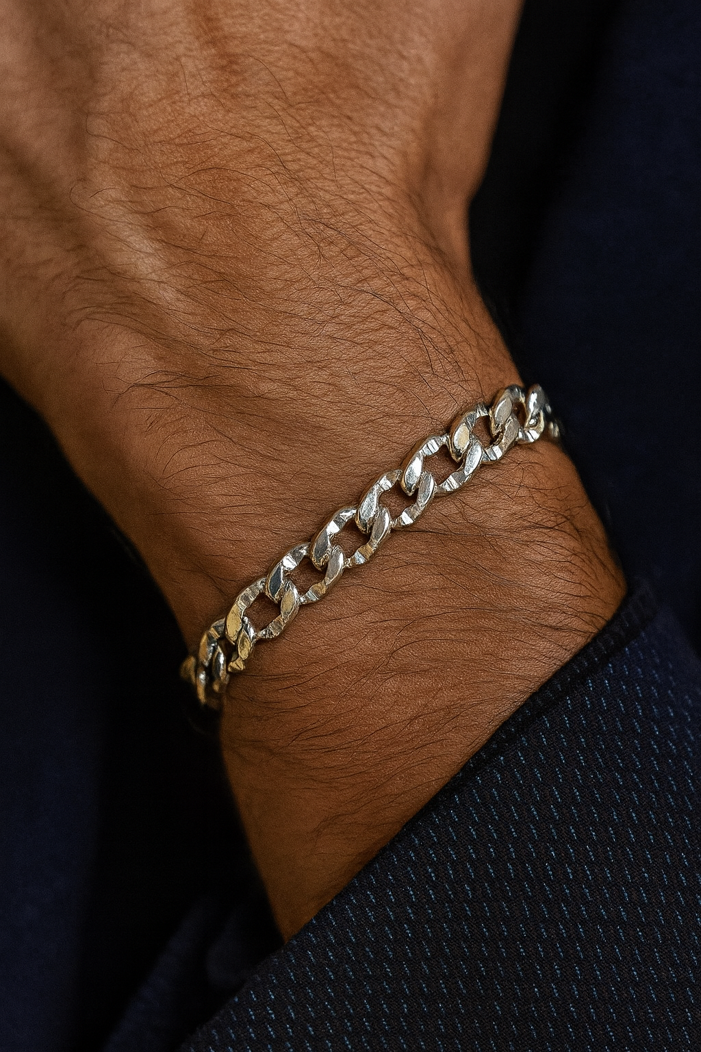 Hammered Premium Silver Cuban Link Bracelet for Men – Textured Heavy Style Bracelet