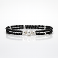 Premium 925 Sterling Silver Triple Bead Black Spinel Double Strand Bracelet for Women & Men