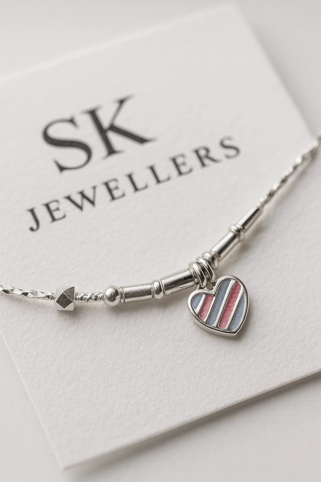 Prism Heartbeat Sterling Silver Anklet with Radiant Enamel Charm