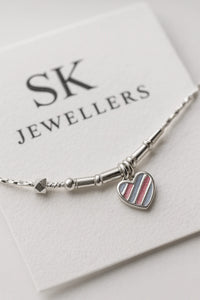 Prism Heartbeat Sterling Silver Anklet with Radiant Enamel Charm