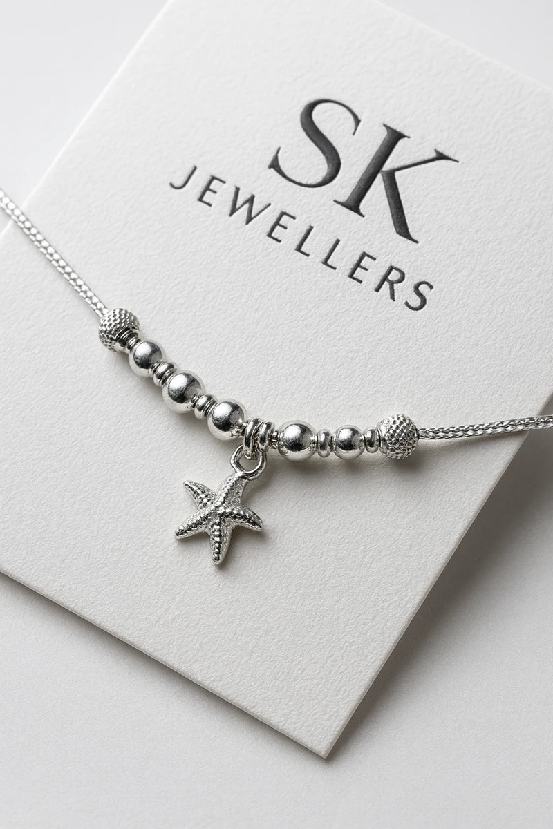 Garden Halo Sterling Silver Anklet with Ruby and Emerald Talisman Charm
