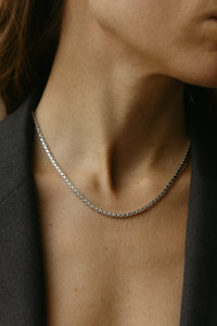 Minimalist Silver Box Chain  – Sleek Everyday Elegant Jewelry