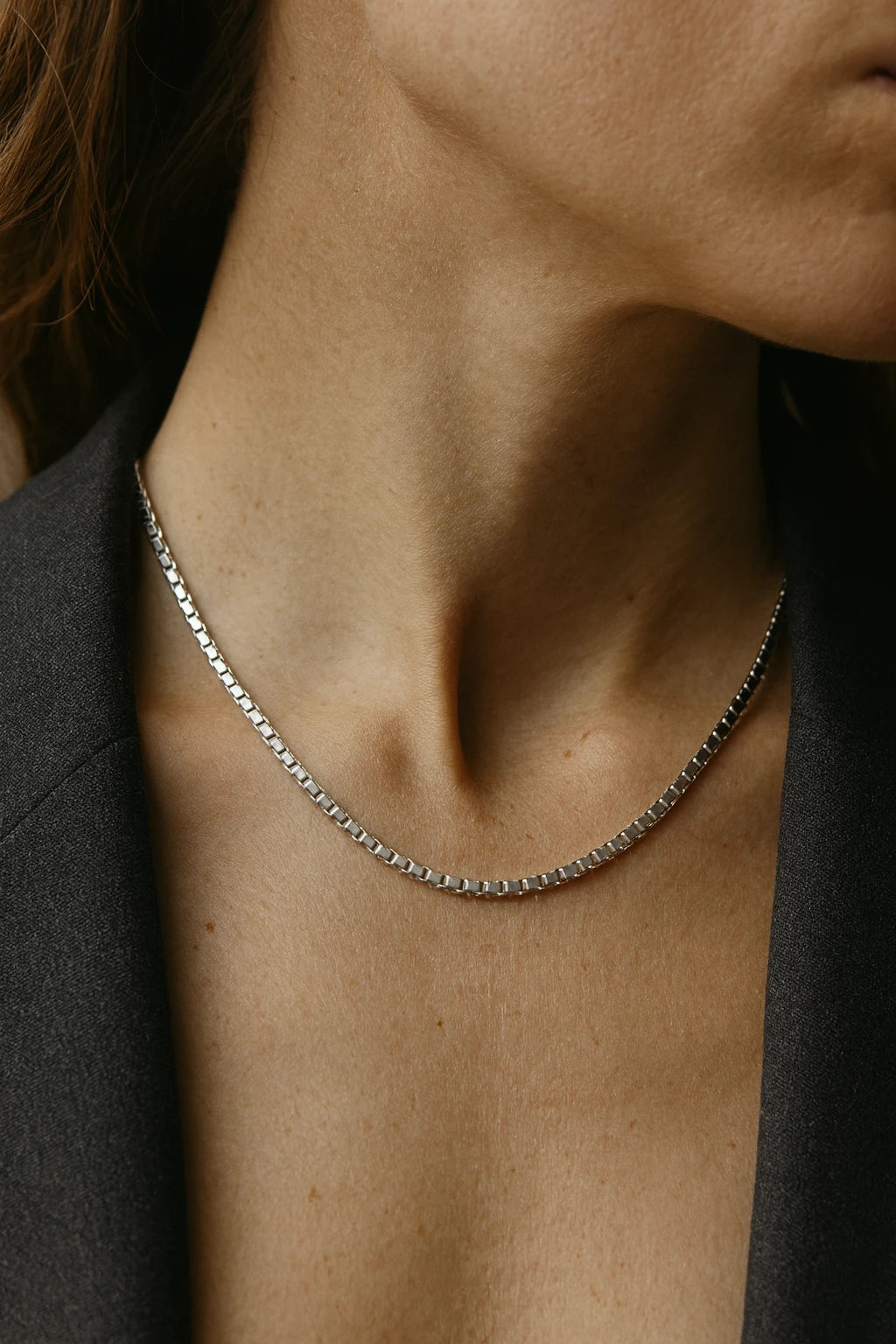 Minimalist Silver Box Chain  – Sleek Everyday Elegant Jewelry