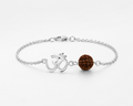 925 Sterling Silver Om Bracelet with Natural Rudraksha Bead | Adjustable Spiritual Bracelet for Men & Women