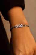 Pure 925 Sterling Silver Geometric Link Bracelet – Minimalist Diamond-Cut Elegance