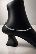 Midnight Thread Silver Anklet – Sleek Beaded Charms for Effortless Grace