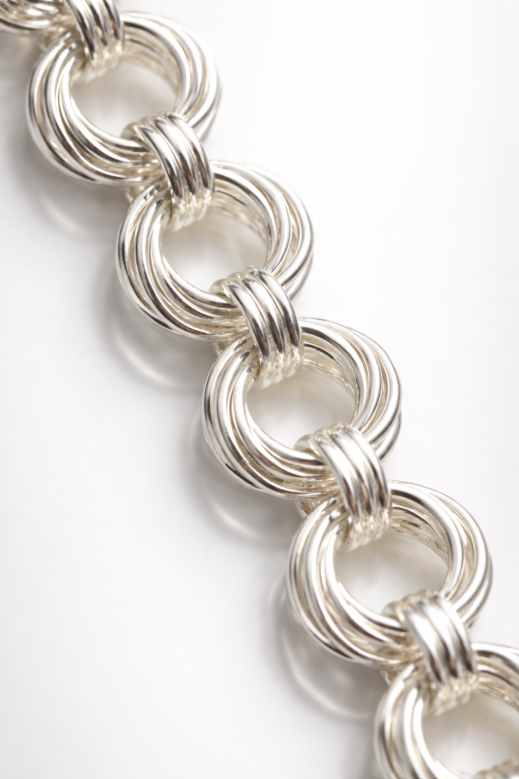 High quality Silver Multi Ring Link Bracelet – Handmade Polished Statement